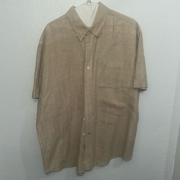 IZOD linen short sleeve button up shirt Size Large - Picture 1 of 2